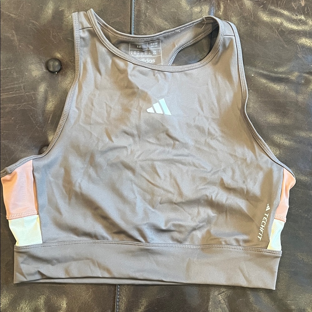 Adidas athletic crop top with Peach and Cream Accents